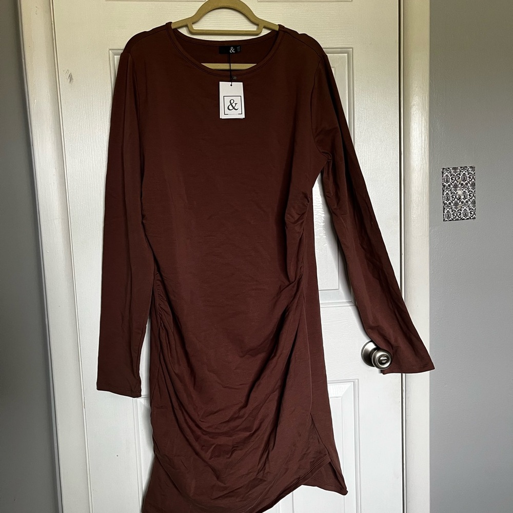 Side Ruched Long Sleeve Dress